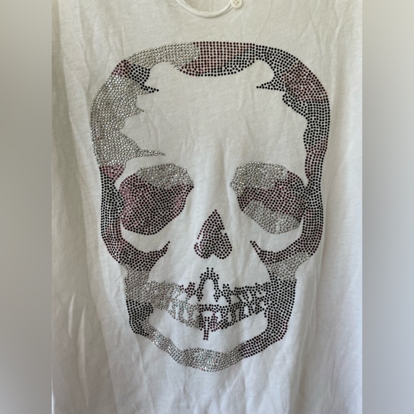 ZADIG & VOLTAIRE ORIGINAL BRAND WHITE BEADED SKELETON TOP, HALLOWEEN; size L - Picture 2 of 10